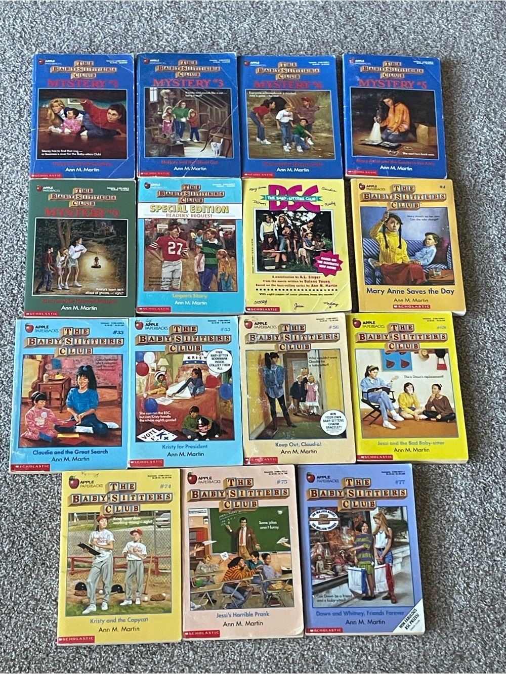 Scholastic The Baby-Sitters Club Books - Blue, Yellow, Green, Pink Covers